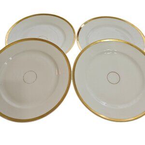 4 Haviland Limoge Gold Gilt Plate 9.5" luncheon Wedding Ring French porcelain